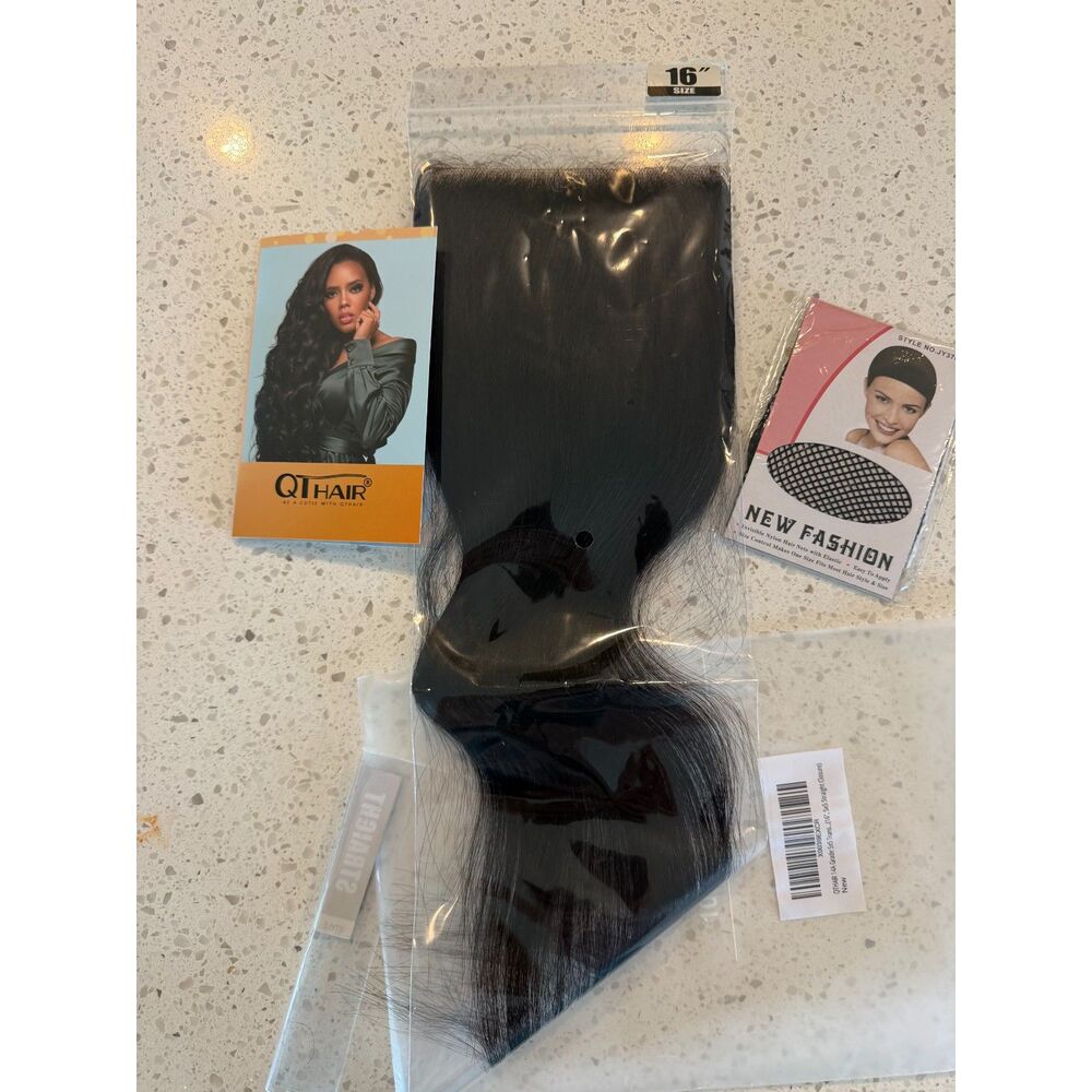 16in 5x5 Transparent Lace Closure Straight Human Hair 14A 130-150% Black